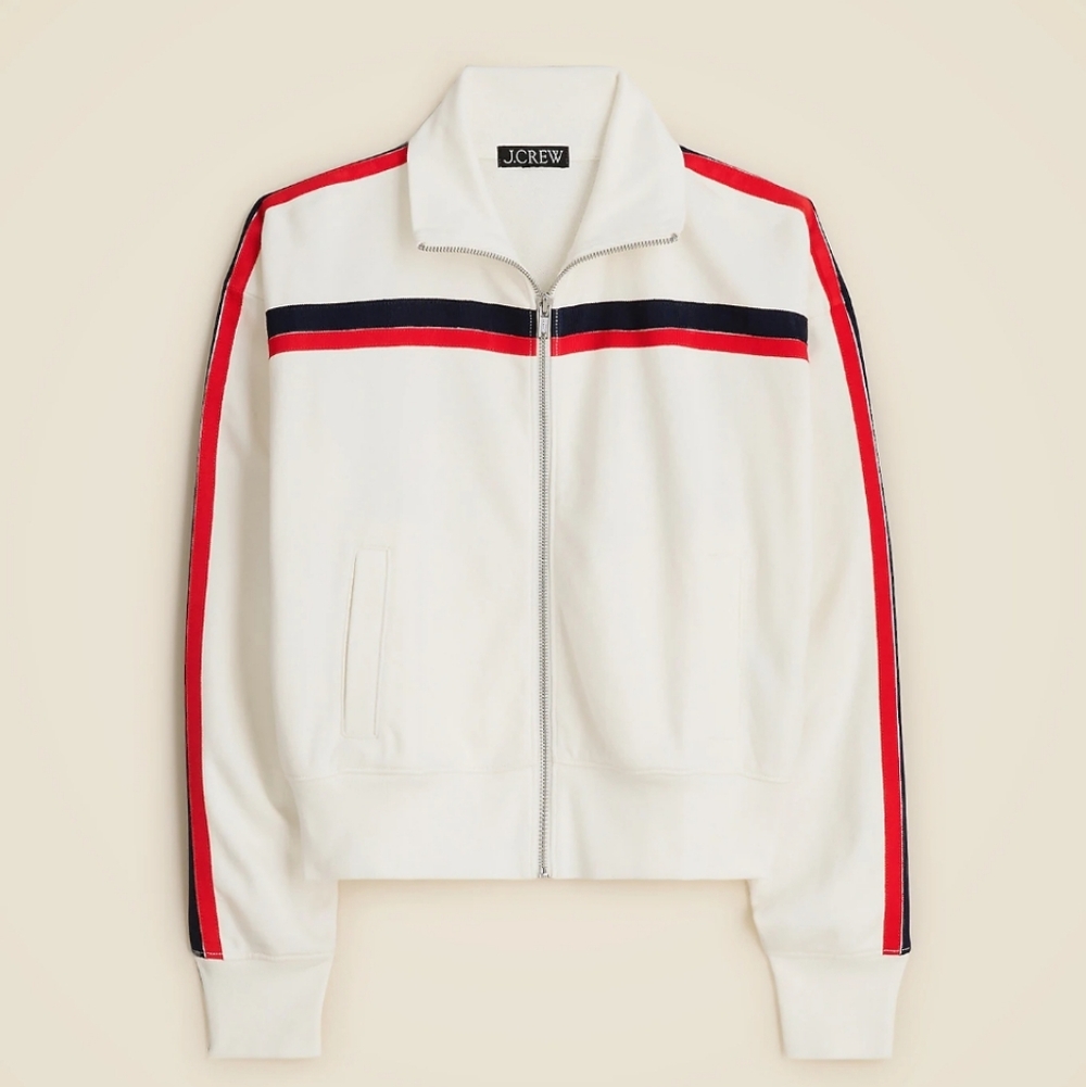 J Crew Terry full-zip track jacket CK327 Retro Size M NWT - Picture 3 of 7